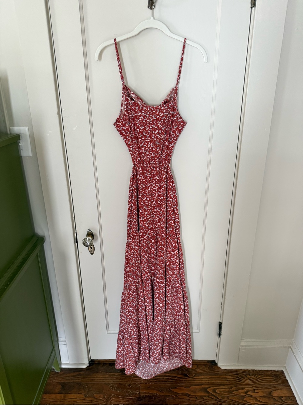 Red Floral Spaghetti-Strap Maxi Dress